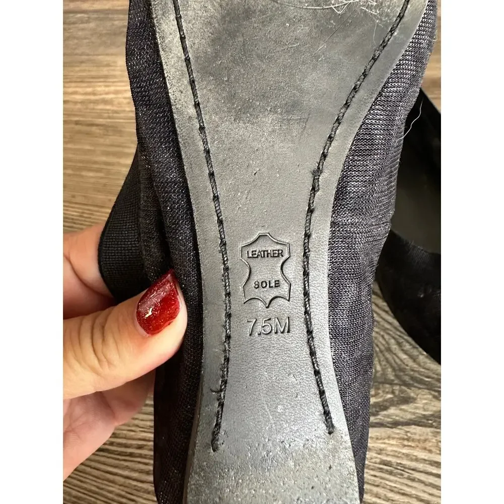Tory Burch Caroline Ballet Flats 7.5 M Black Gray Animal Print